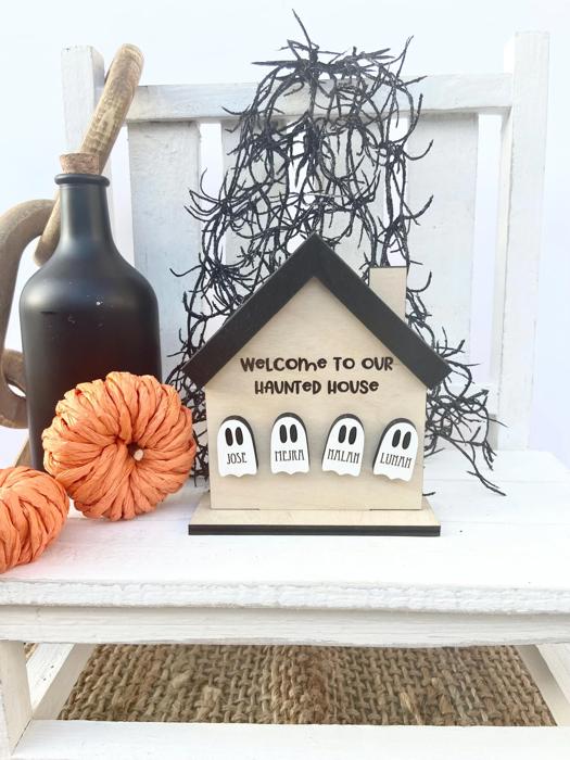 Welcome To Our Haunted House, Halloween Decor, Personalized Haunted House, Fall Decor, Mini Halloween Tier Tray Decor