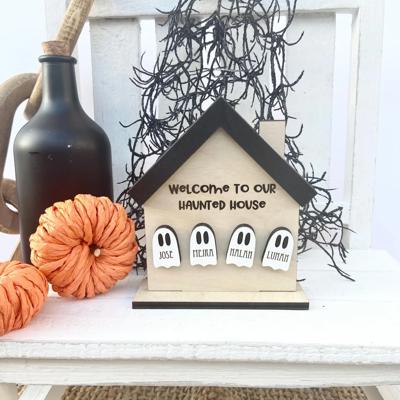 Welcome To Our Haunted House, Halloween Decor, Personalized Haunted House, Fall Decor, Mini Halloween Tier Tray Decor