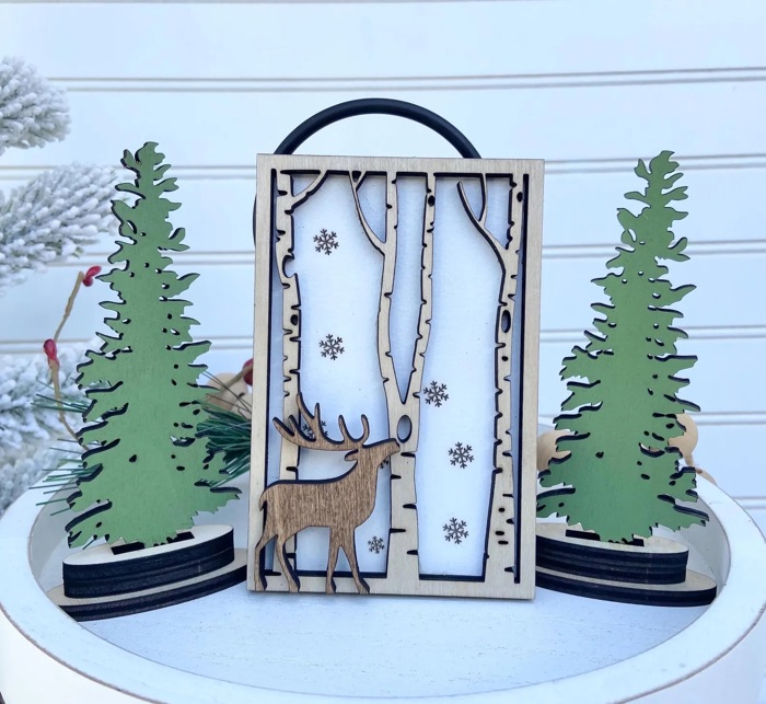 Christmas Tiered Tray, Farmhouse Christmas Tiered Tray, Farm Fresh Christmas Tress Tiered Tray