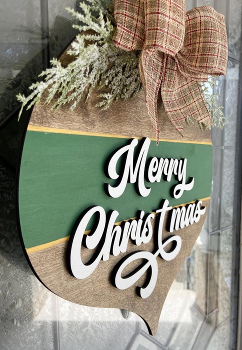 Christmas Ornament Door Sign, Christmas Porch Decoration, Holiday Decor, Christmas Wreath, Christmas Door Hanger