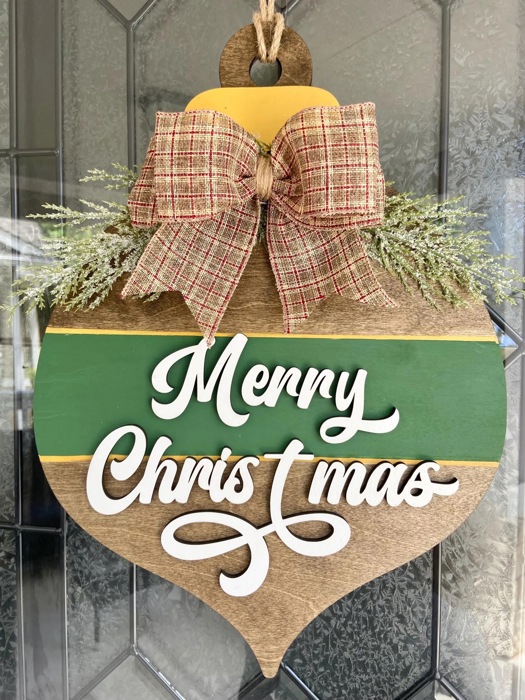 Christmas Ornament Door Sign, Christmas Porch Decoration, Holiday Decor, Christmas Wreath, Christmas Door Hanger