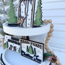  Christmas Tiered Tray, Farmhouse Christmas Tiered Tray, Farm Fresh Christmas Tress Tiered Tray