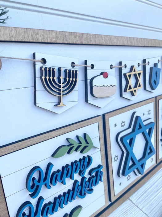 Interchangeable Hanukkah Sign, Hanukkah Shelf Sitter, Hanukkah Home Decor, Add-on for Interchangeable Hanukkah Sign