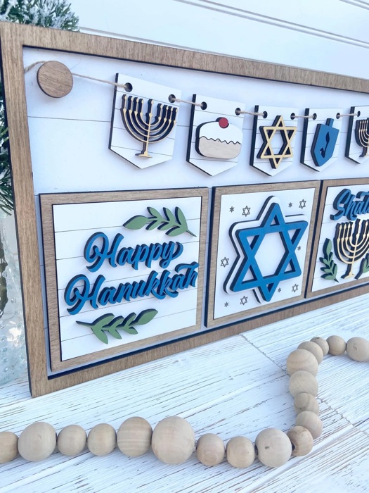 Interchangeable Hanukkah Sign, Hanukkah Shelf Sitter, Hanukkah Home Decor, Add-on for Interchangeable Hanukkah Sign