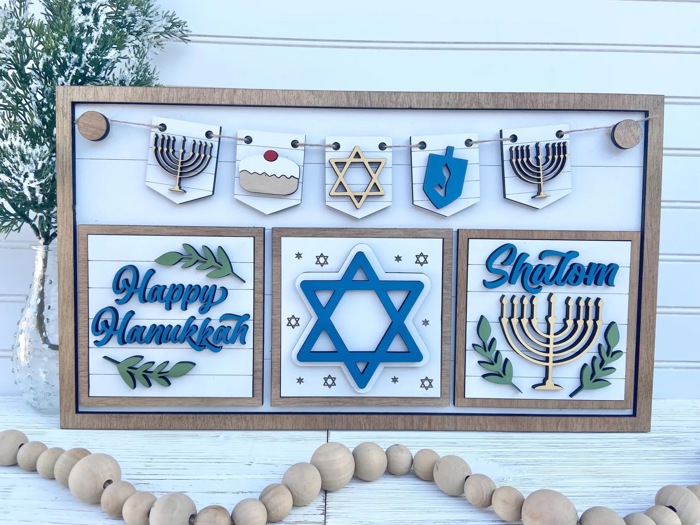 Interchangeable Hanukkah Sign, Hanukkah Shelf Sitter, Hanukkah Home Decor, Add-on for Interchangeable Hanukkah Sign
