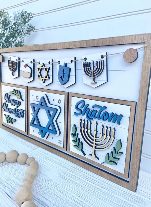 Interchangeable Hanukkah Sign, Hanukkah Shelf Sitter, Hanukkah Home Decor, Add-on for Interchangeable Hanukkah Sign