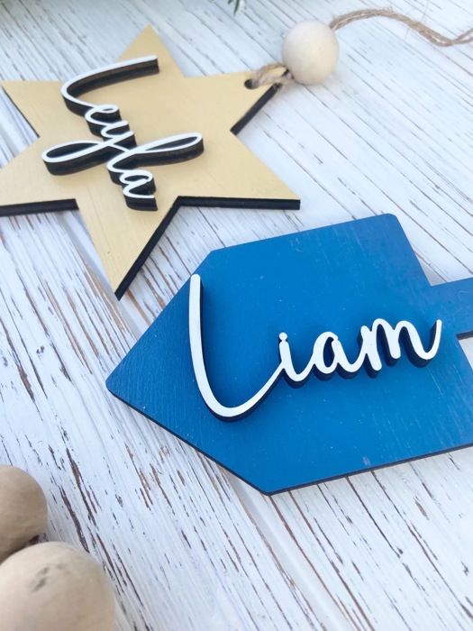 Hanukkah Name Tags, Wooden Hanukkah Name Tags, Dreidel Tags, Hanukkah Gift Tag, Hanukkah Bush Ornaments