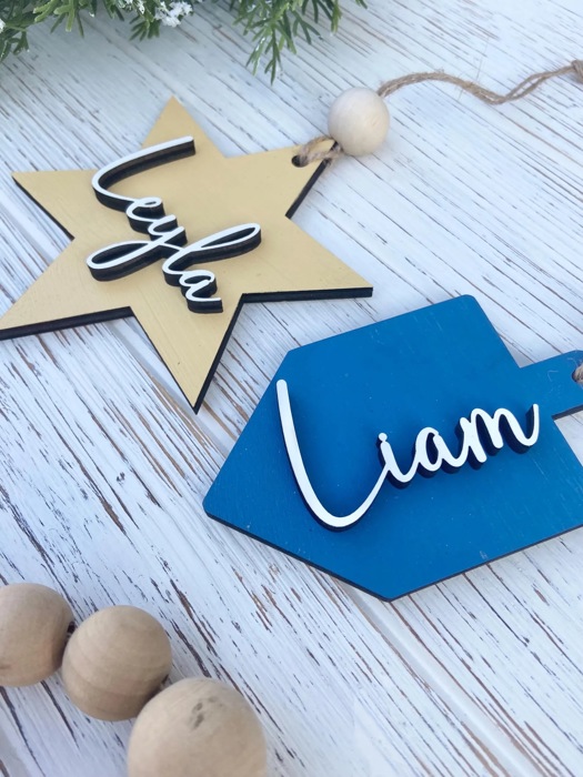 Hanukkah Name Tags, Wooden Hanukkah Name Tags, Dreidel Tags, Hanukkah Gift Tag, Hanukkah Bush Ornaments