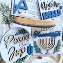  Hanukkah Tiered Tray Decor, Hanukkah Home Decor, Happy Hanukkah, Hanukkah Wood Signs, Hanukkah Mini Signs, Jewish Home Decor