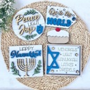  Hanukkah Tiered Tray Decor, Hanukkah Home Decor, Happy Hanukkah, Hanukkah Wood Signs, Hanukkah Mini Signs, Jewish Home Decor