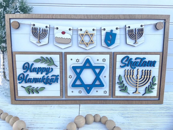 Interchangeable Hanukkah Sign, Hanukkah Shelf Sitter, Hanukkah Home Decor, Add-on for Interchangeable Hanukkah Sign