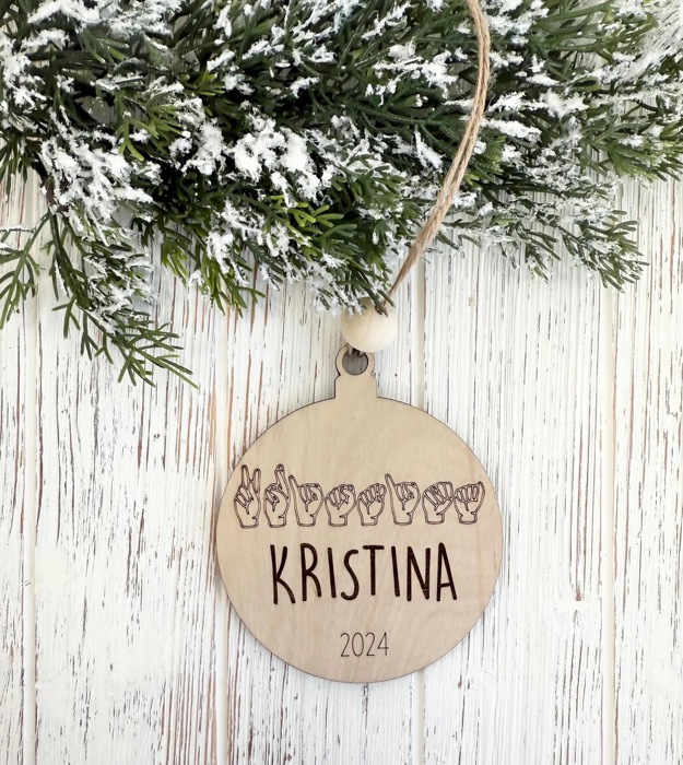 ASL Personalized Christmas Ornament, Personalized Ornament, Christmas Ornament, Sign Language Ornament, Christmas Tree Decor, Gift