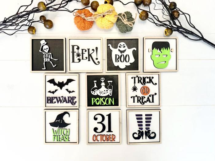 Halloween Mini Framed Signs, Tier Tray Decor, Mini Sign, Halloween Decor Framed Wood Sign, Halloween Decoration