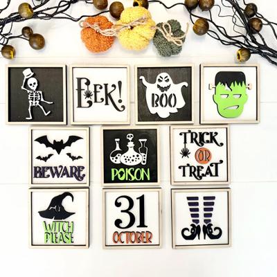 Halloween Mini Framed Signs, Tier Tray Decor, Mini Sign, Halloween Decor Framed Wood Sign, Halloween Decoration
