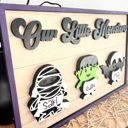  Personalized Halloween Signs, Personalized Kids Grandkids Halloween Shelf Sitters, Our Little Monster, Grandkids Signs, Halloween Home Decor