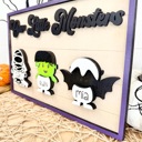  Personalized Halloween Signs, Personalized Kids Grandkids Halloween Shelf Sitters, Our Little Monster, Grandkids Signs, Halloween Home Decor