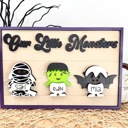  Personalized Halloween Signs, Personalized Kids Grandkids Halloween Shelf Sitters, Our Little Monster, Grandkids Signs, Halloween Home Decor