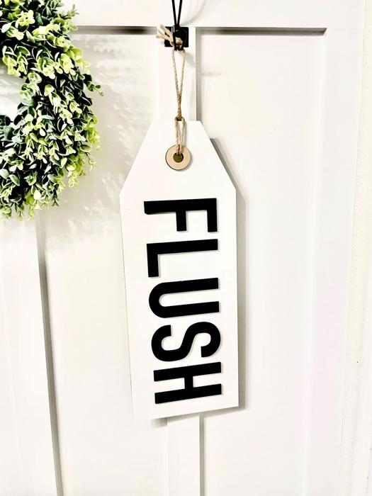 Flush Bathroom Sign, Kid's Bathroom Decor, Wooden Bathroom Tag