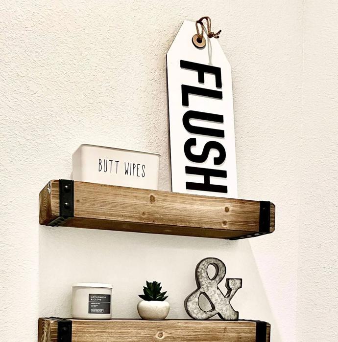 Flush Bathroom Sign, Kid's Bathroom Decor, Wooden Bathroom Tag