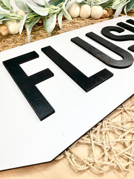 Flush Bathroom Sign, Kid's Bathroom Decor, Wooden Bathroom Tag