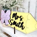  Personalized Teacher Desk Sign, Teacher Appreciation Gift, Wood Pencil Sign for Desk, End of School Teacher Gift, Teacher Christmas gift