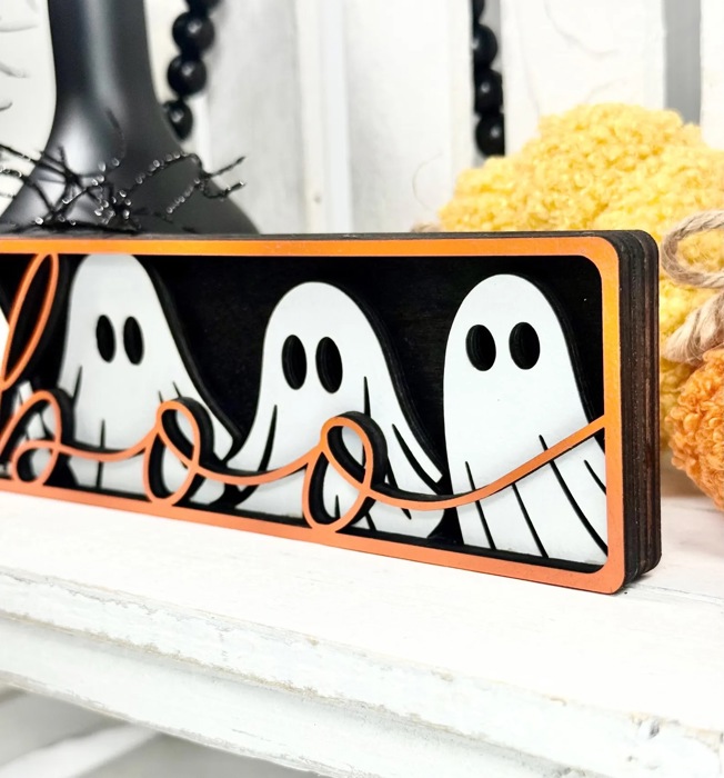 Boo Halloween Sign, Halloween Decor Framed Wood Sign, Halloween Decoration