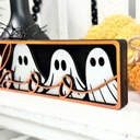  Boo Halloween Sign, Halloween Decor Framed Wood Sign, Halloween Decoration