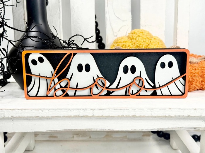 Boo Halloween Sign, Halloween Decor Framed Wood Sign, Halloween Decoration
