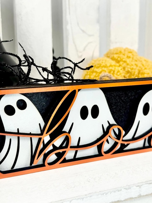 Boo Halloween Sign, Halloween Decor Framed Wood Sign, Halloween Decoration