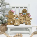  Wooden Gingerbread Family Shelf Sitter, Personalized Gingerbread, Holiday Decor, Christmas Mantle Decor