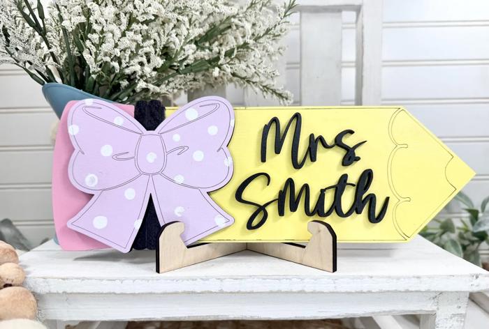 Personalized Teacher Desk Sign, Teacher Appreciation Gift, Wood Pencil Sign for Desk, End of School Teacher Gift, Teacher Christmas gift