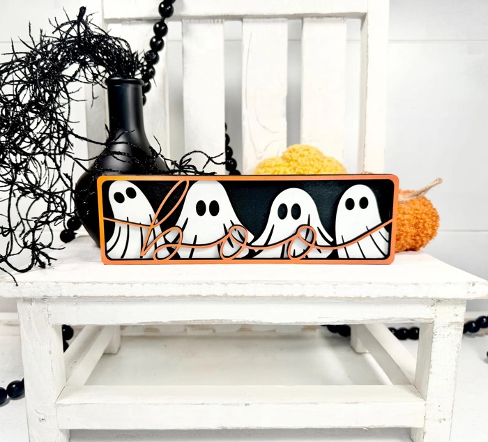 Boo Halloween Sign, Halloween Decor Framed Wood Sign, Halloween Decoration