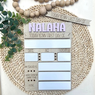 Back to School Prop, Personalized First Day of School Sign, Reusable Dry Erase Sign for First Day of School,Last Day of School Sign