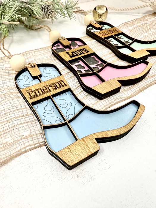 Personalized Cowboy or Cowgirl Boot Ornament, Personalized Western Ornament, Cowboy Boot Ornament, Cowboy Boots Stocking Tag