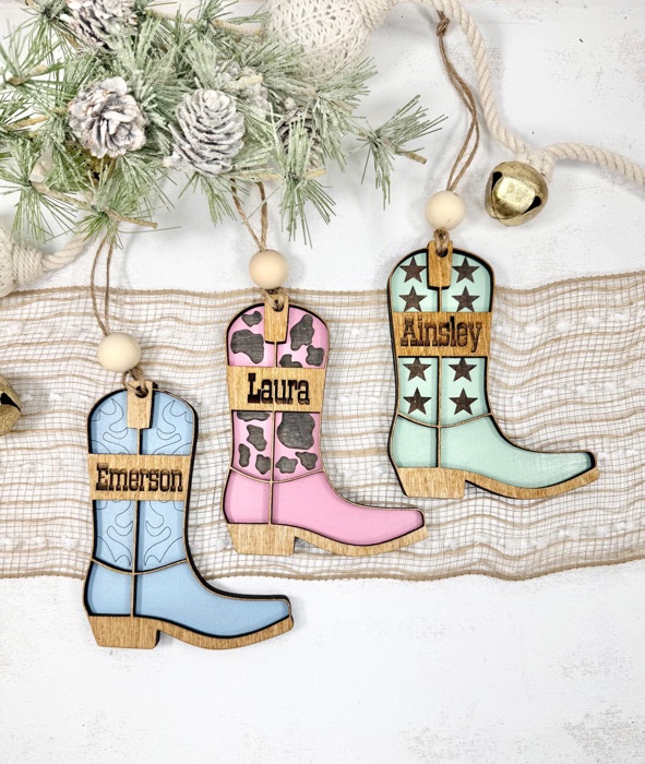 Personalized Cowboy or Cowgirl Boot Ornament, Personalized Western Ornament, Cowboy Boot Ornament, Cowboy Boots Stocking Tag