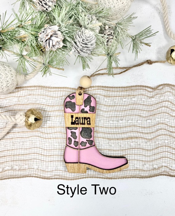 Personalized Cowboy or Cowgirl Boot Ornament, Personalized Western Ornament, Cowboy Boot Ornament, Cowboy Boots Stocking Tag