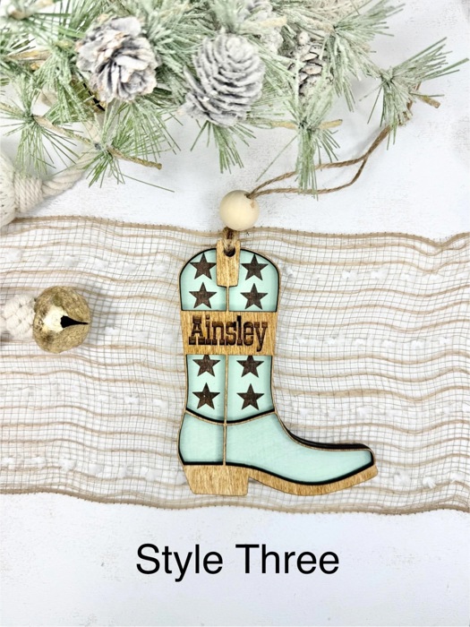 Personalized Cowboy or Cowgirl Boot Ornament, Personalized Western Ornament, Cowboy Boot Ornament, Cowboy Boots Stocking Tag