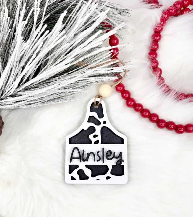 Personalized Cow Tag Stocking Tags, Western Stocking Tags, Christmas Stockings, Western Christmas, Country Stocking Tags, Cow Tag Ornament