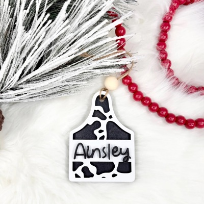 Personalized Cow Tag Stocking Tags, Western Stocking Tags, Christmas Stockings, Western Christmas, Country Stocking Tags, Cow Tag Ornament