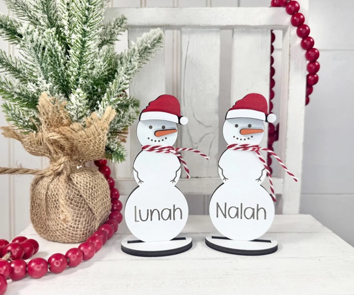 Personalized Snowman, Snowman Shelf Sitter, Holiday Decor, Christmas Mantle Decor, Christmas Decor