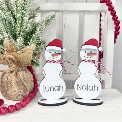 Personalized Snowman, Snowman Shelf Sitter, Holiday Decor, Christmas Mantle Decor, Christmas Decor