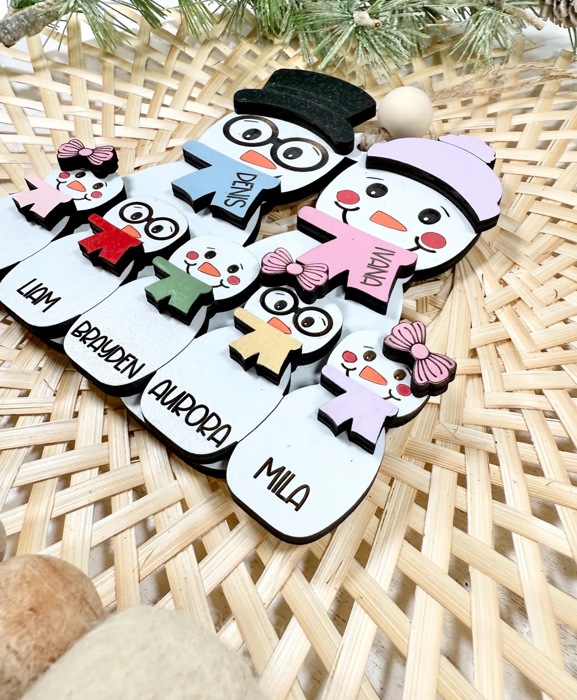 Personalized Snowman Family Ornament, Christmas Ornament, Snowman Ornament, Cute Family Ornament, Grandparent Ornament