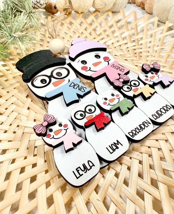 Personalized Snowman Family Ornament, Christmas Ornament, Snowman Ornament, Cute Family Ornament, Grandparent Ornament
