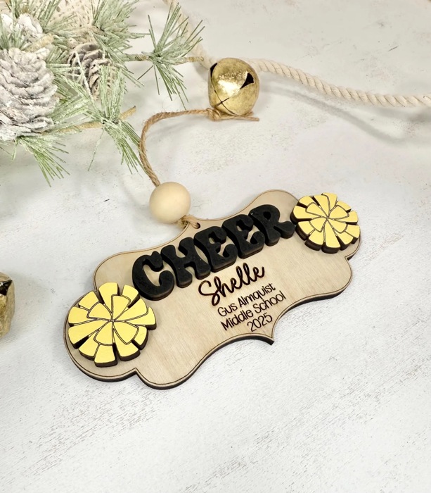 Custom Cheerleader Ornament, Cheer Team Gift, Cheerleader Christmas Ornament, Cheerleader Gift, Christmas Tree Decor