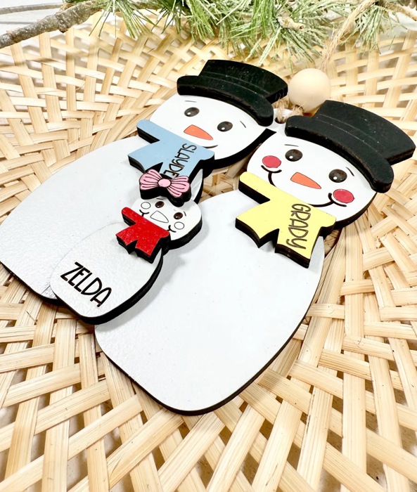 Personalized Snowman Family Ornament, Christmas Ornament, Snowman Ornament, Cute Family Ornament, Grandparent Ornament