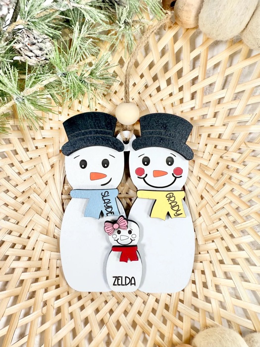 Personalized Snowman Family Ornament, Christmas Ornament, Snowman Ornament, Cute Family Ornament, Grandparent Ornament