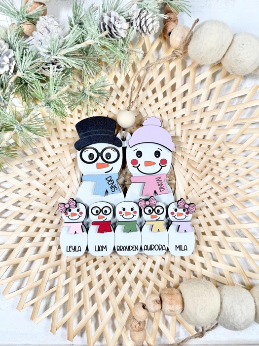 Personalized Snowman Family Ornament, Christmas Ornament, Snowman Ornament, Cute Family Ornament, Grandparent Ornament