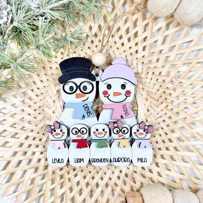 Personalized Snowman Family Ornament, Christmas Ornament, Snowman Ornament, Cute Family Ornament, Grandparent Ornament