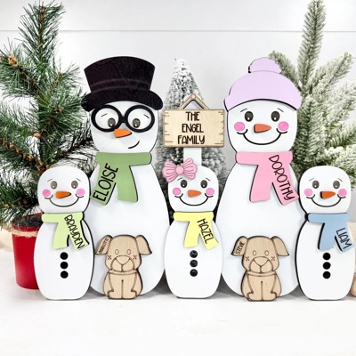 Personalized Snowman Family Decor, Snowman Family Decorations, Snowman Decor, Personalized Gift, Winter Home Decor