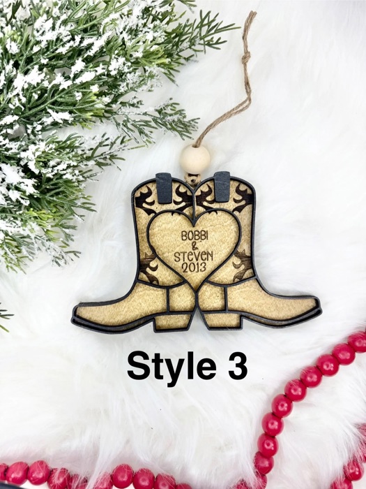 Personalized Couples Cowboy Boot Ornament, Personalized Western Ornament, Cowboy Boot Ornament, Cowboy Boots Stocking Tag